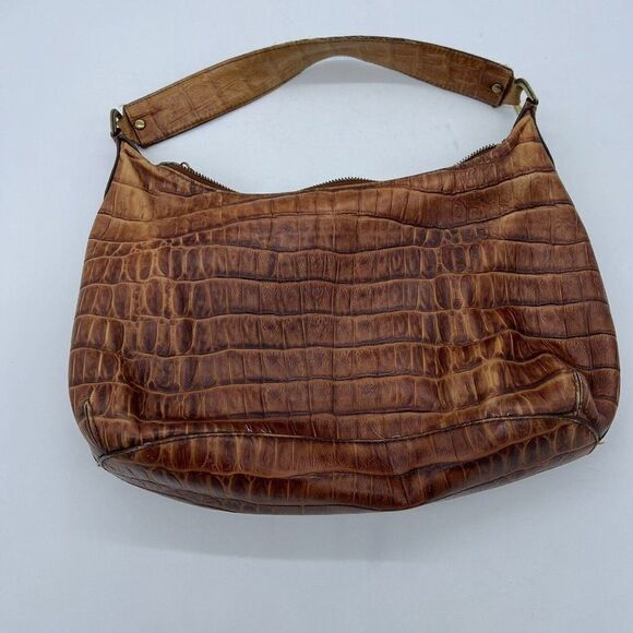 Cole Haan Croc Print Leather Purse Brown - Picture 5 of 7